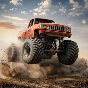 Orange Monster Truck Soaring