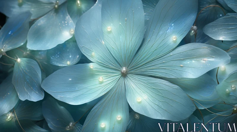 Blue Flower in Luminous Fairy Tale Setting AI Image