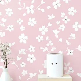 Cherry Blossom Floral Wallpaper with Minimalist Décor