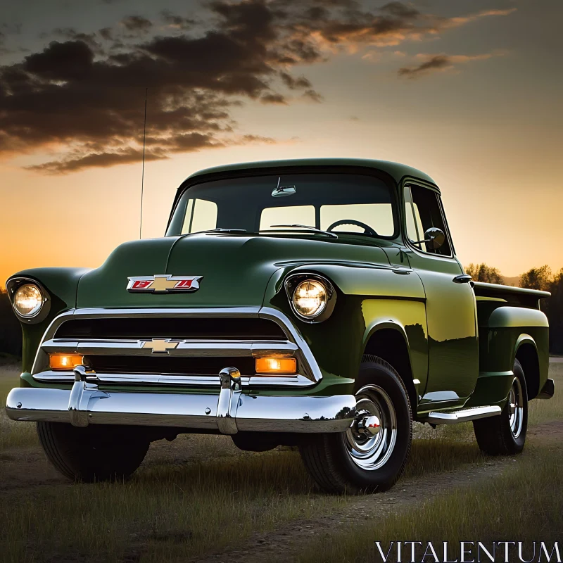 Timeless Vintage Truck in Evening Light AI Image