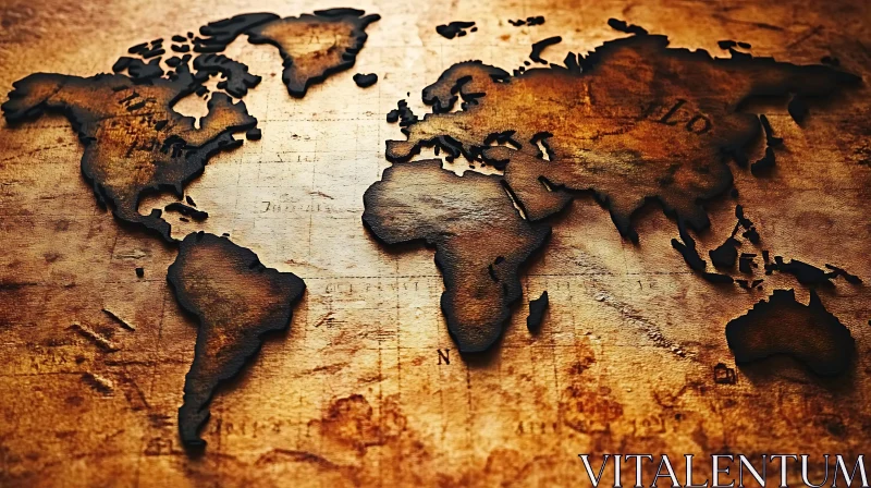 Vintage World Map Illustration AI Image