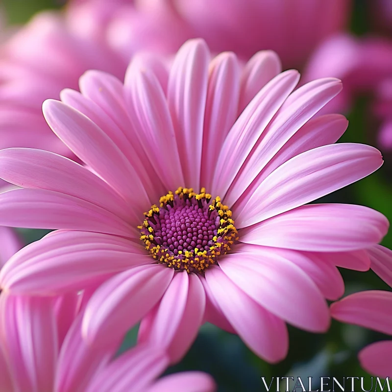 AI ART Pink Flower Close-Up with Purple Center