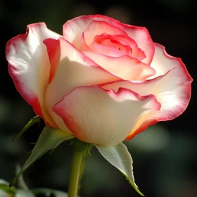 Delicate Pink-Tipped Rose Blossom