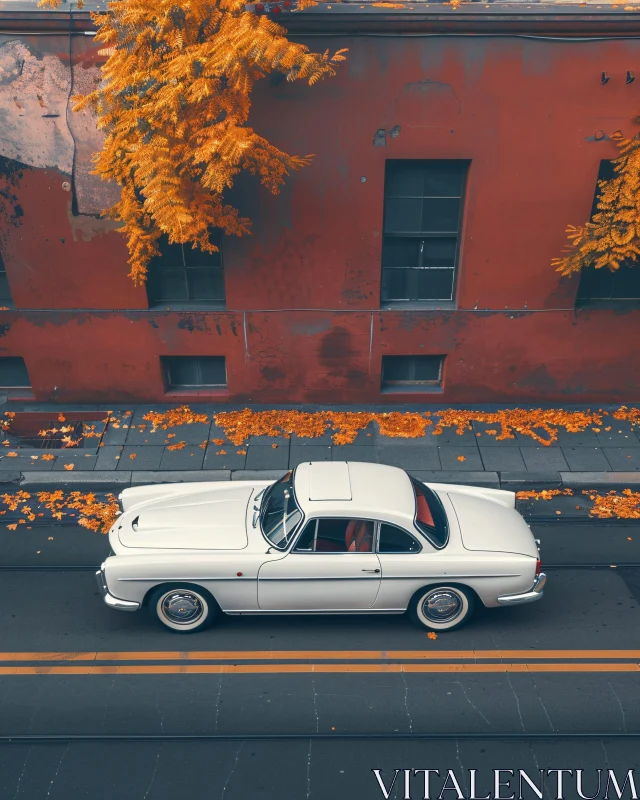 Classic Car Amidst Autumn Foliage AI Image