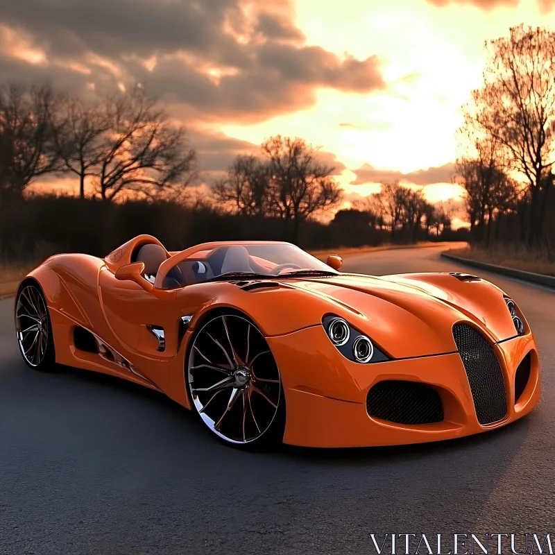 Luxury Sports Car at Sunset AI Image