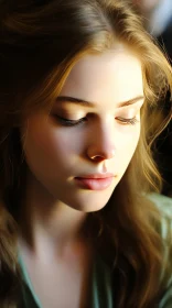 A Serene Portrait of a Woman in Soft Lighting