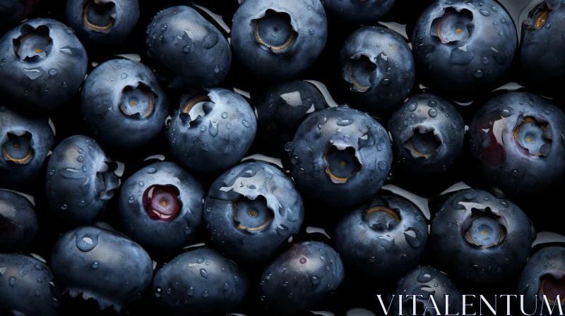 Close-Up Portraits of Blueberries with Water Droplets AI Image