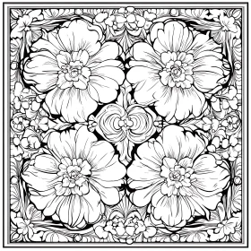 Detailed Floral Design in Black and White