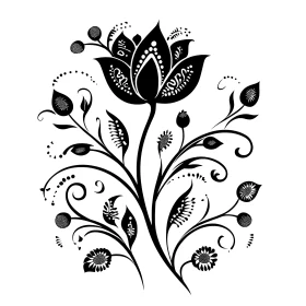 Ornamental Floral Artwork in Monochrome