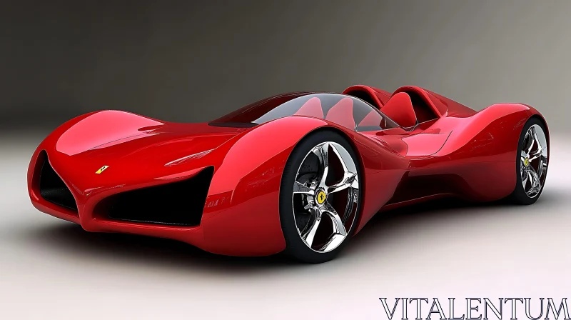 Sleek and Stylish Futuristic Red Concept Car AI Image