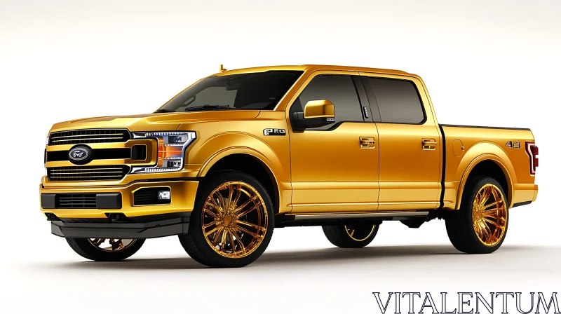 Gold-Colored Custom Pickup Truck AI Image