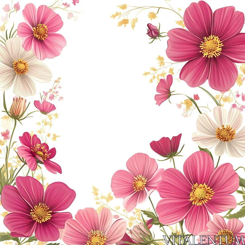 Beautiful Pink Floral Digital Art AI Image