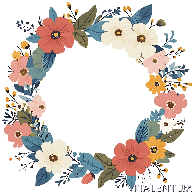 Vibrant Flower Circle Arrangement AI Image