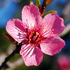 Detailed View of a Pink Blooming Flower