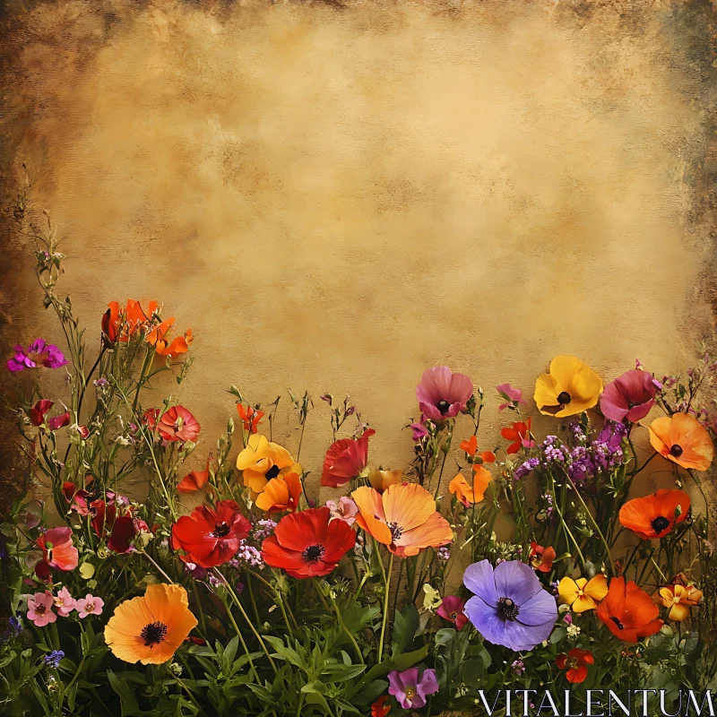 Vibrant Botanical Scene with Poppies and Anemones AI Image