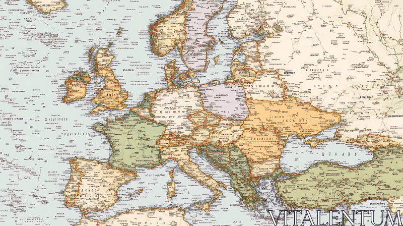 Vintage Europe Map with Historical Boundaries AI Image