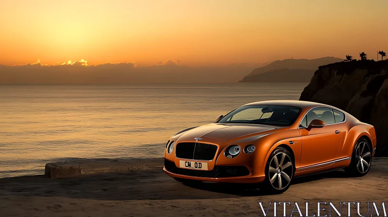 Luxury Car at Coastal Sunset AI Image