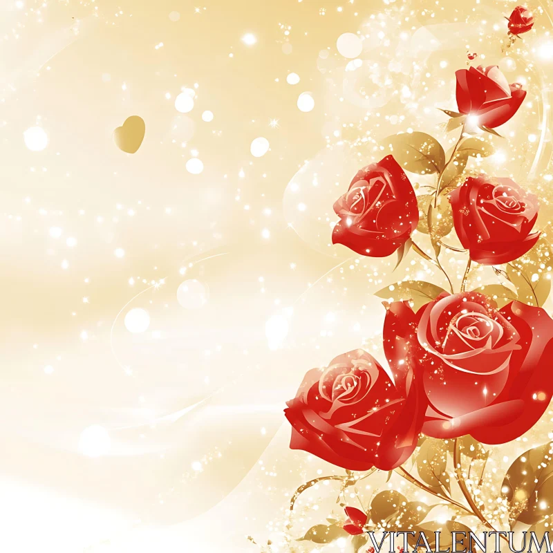 AI ART Radiant Red Roses with Sparkles