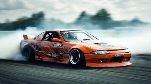 Drifting Orange Car on Track