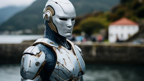 Grey Robot by the Water: A Tribute to Golden Age Aesthetics