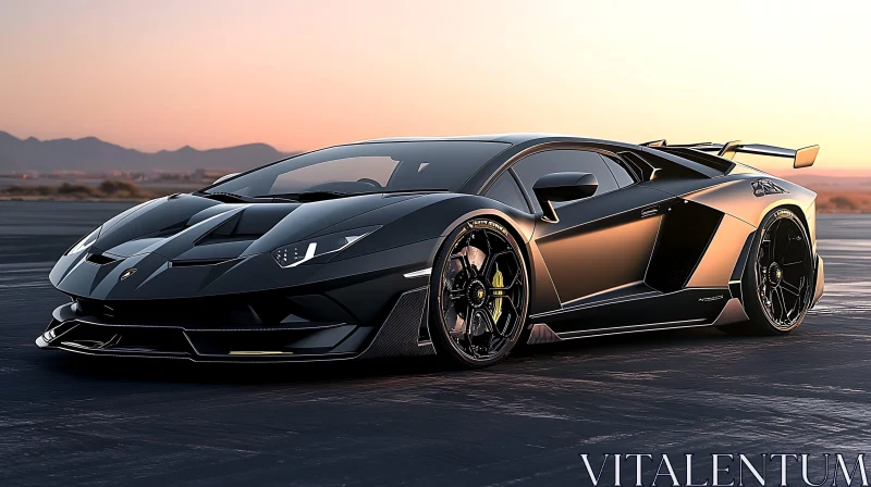 Luxury Sports Car at Sunset AI Image