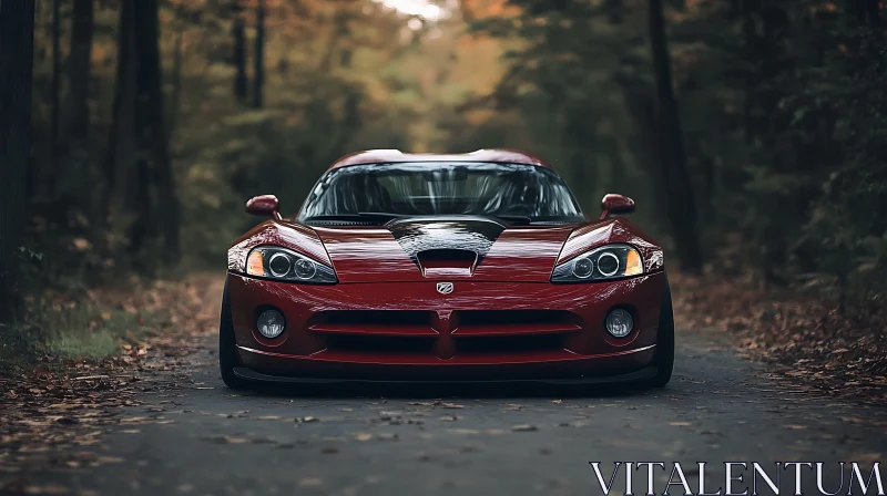 AI ART Sportscar Amidst Autumn Leaves in a Forest