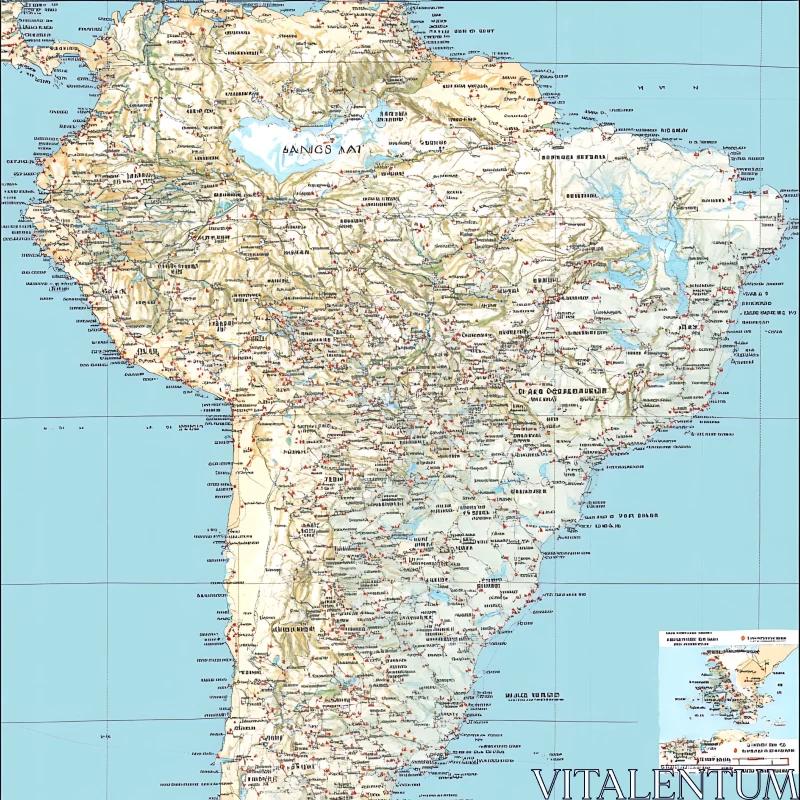 South American Countries and Geography Map AI Image