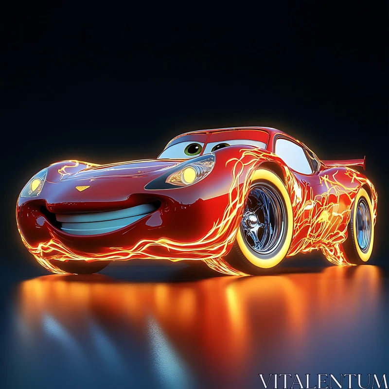 Cheerful Cartoon Car with Lightning Design AI Image