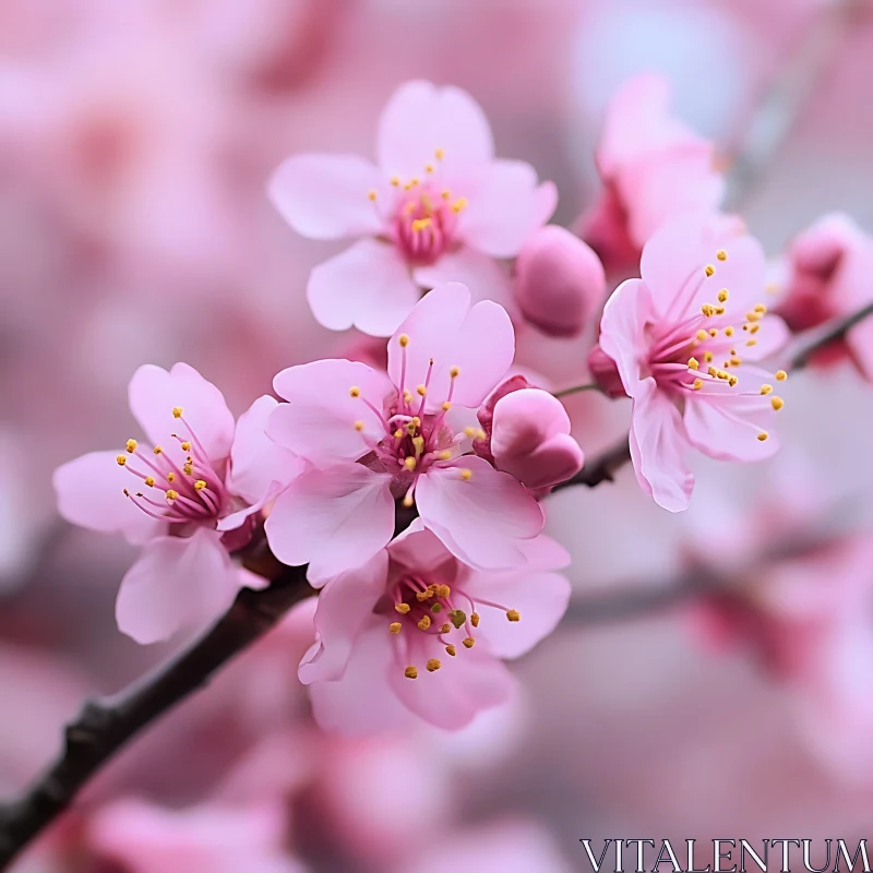 Delicate Pink Cherry Blossom Petals AI Image