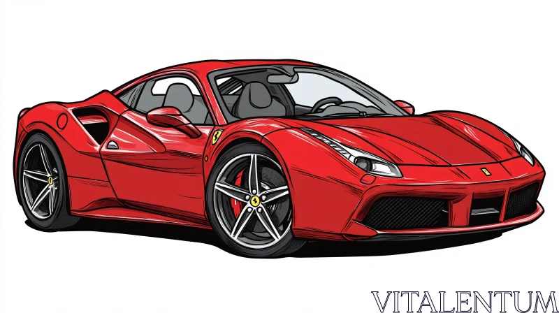 Stylish Red Car Artwork - Automotive Excellence AI Image