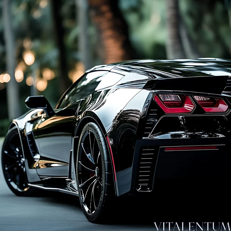 Luxury Black Sports Car Rear View AI Image