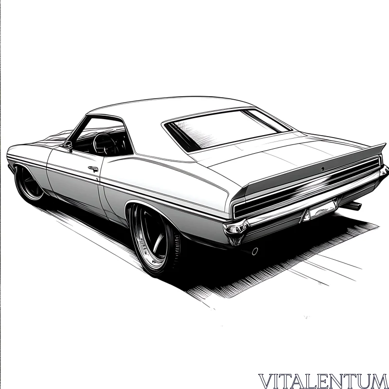 Vintage Automobile Rear View Sketch AI Image