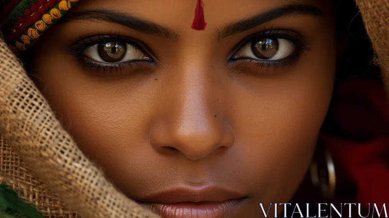 Captivating Portrait of an Indian Woman with Mesmerizing Eyes AI Image
