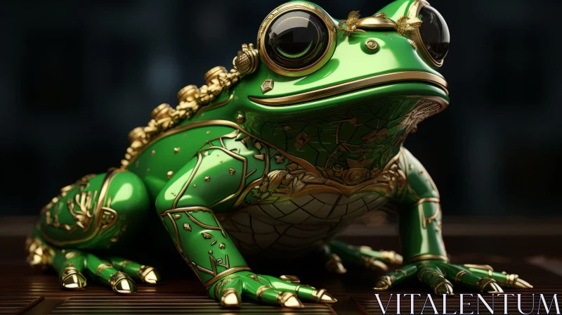 Enchanted Cyberpunk Frog: A Surreal Close-Up AI Image