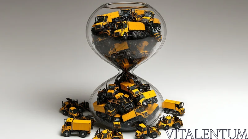 Hourglass Symbolism with Trucks AI Image