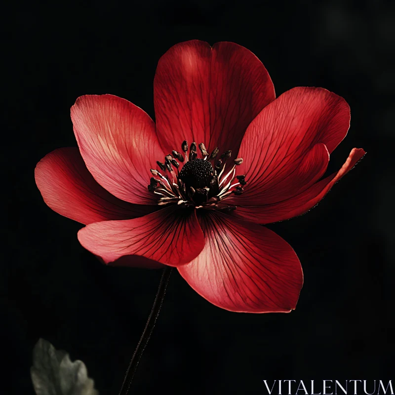 Elegant Red Flower Detail AI Image