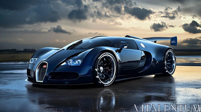 AI ART Luxury Supercar Against Evening Clouds