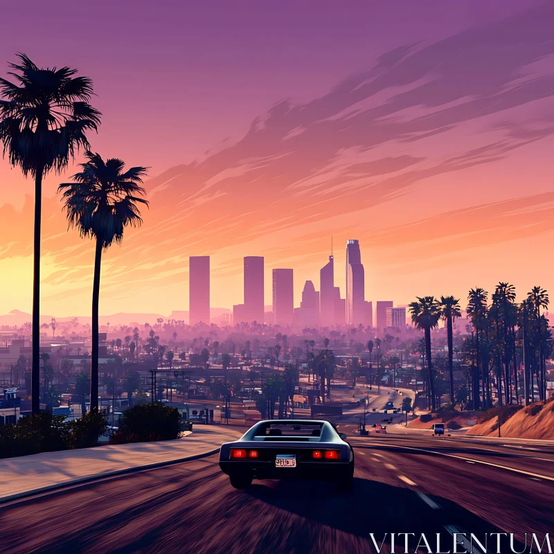 Urban Sunset Drive AI Image