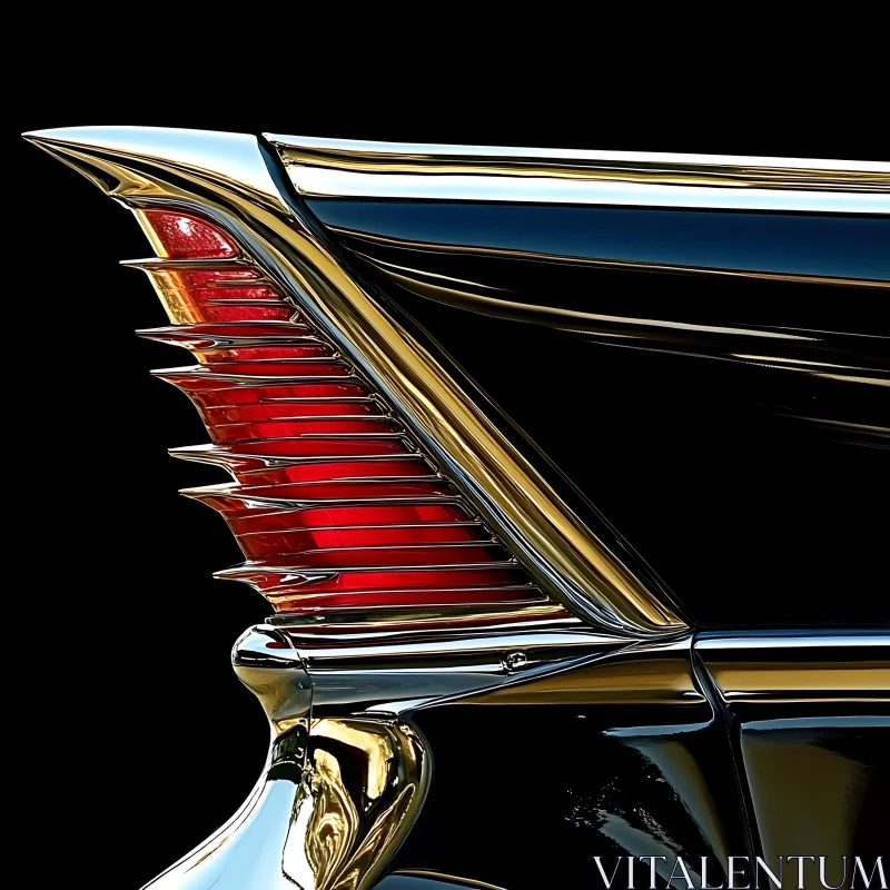 Classic Vintage Car Tail Fin with Chrome Details AI Image