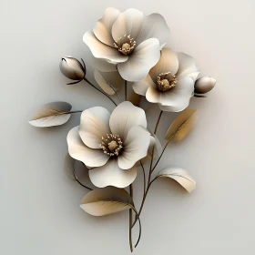 Delicate Botanical Artwork with Soft Flowers