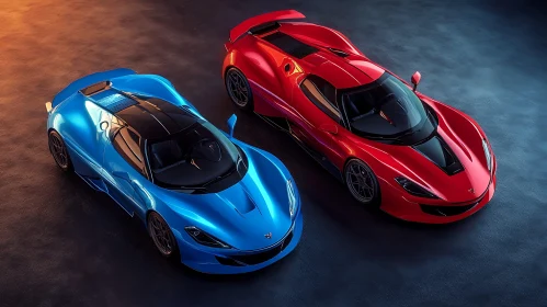 Blue and Red Sportscars - Sleek and Powerful