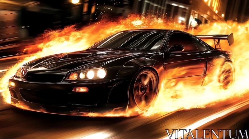 Fiery Night Street Racing AI Image