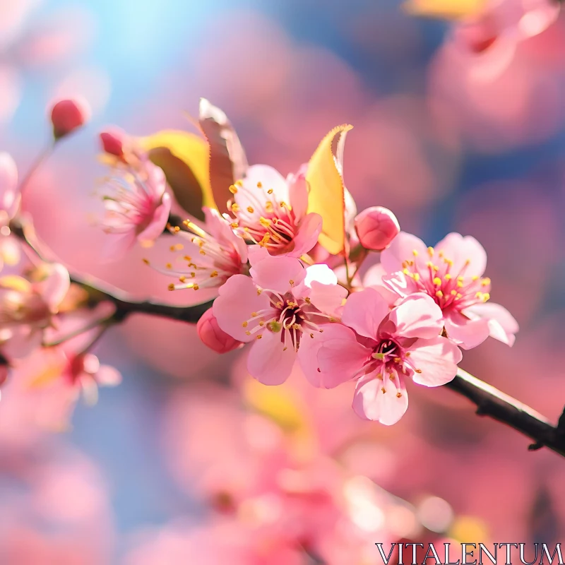 Close-Up of Cherry Blossoms AI Image