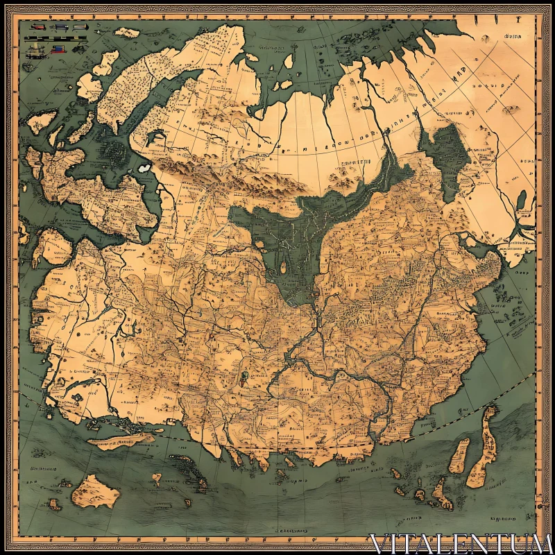 Historical Cartography of an Ancient Civilization AI Image