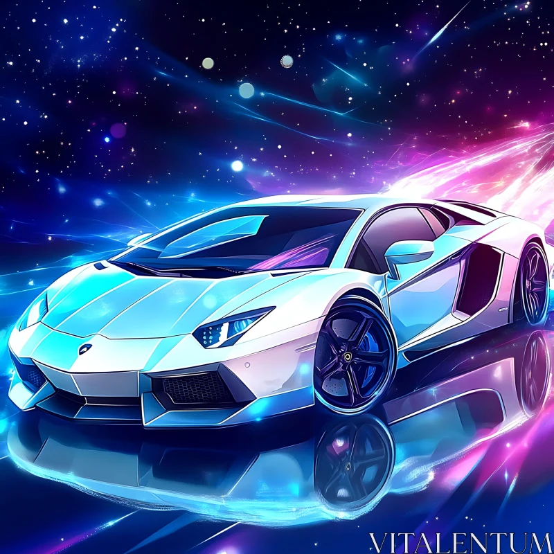 Cosmic Sports Car with Neon Highlights AI Image