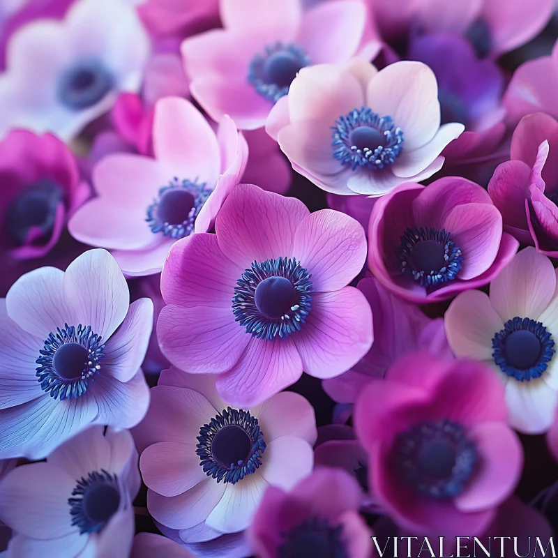 AI ART Colorful Anemone Flower Close-Up