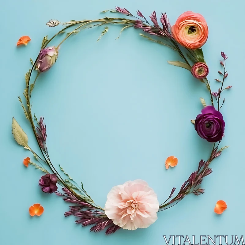 Elegant Flower Circle Arrangement AI Image