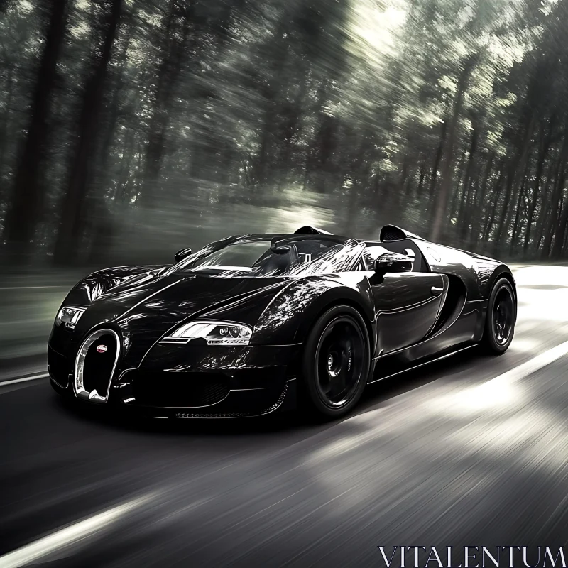 High-Performance Black Supercar in Motion AI Image