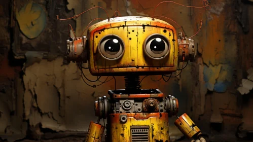 Vintage Orange Robot - Rustic Charm Meets Futurism