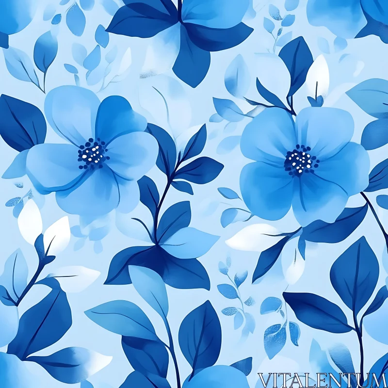 Artistic Blue Flower Illustration AI Image